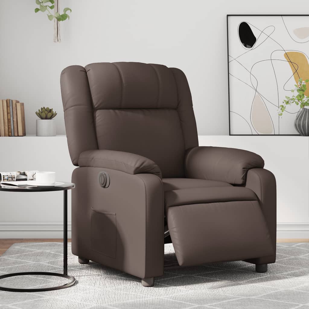 Fauteuil verstelbaar elektrisch kunstleer bruin