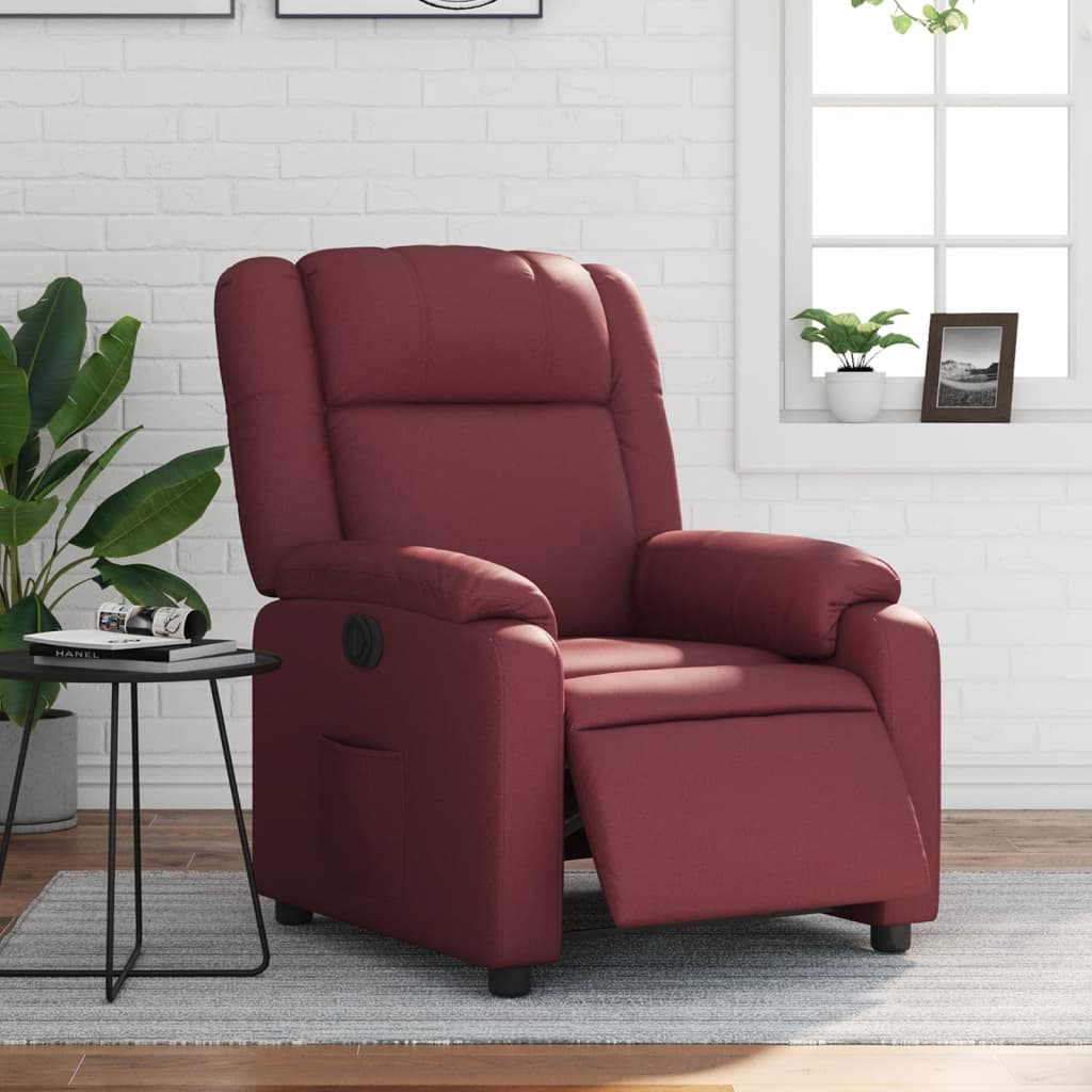 Fauteuil verstelbaar elektrisch kunstleer wijnrood