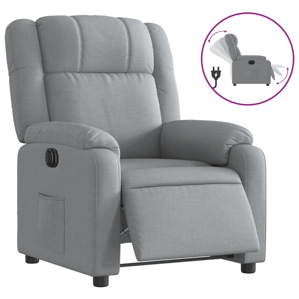 Fauteuil elektrisch verstelbaar stof lichtgrijs