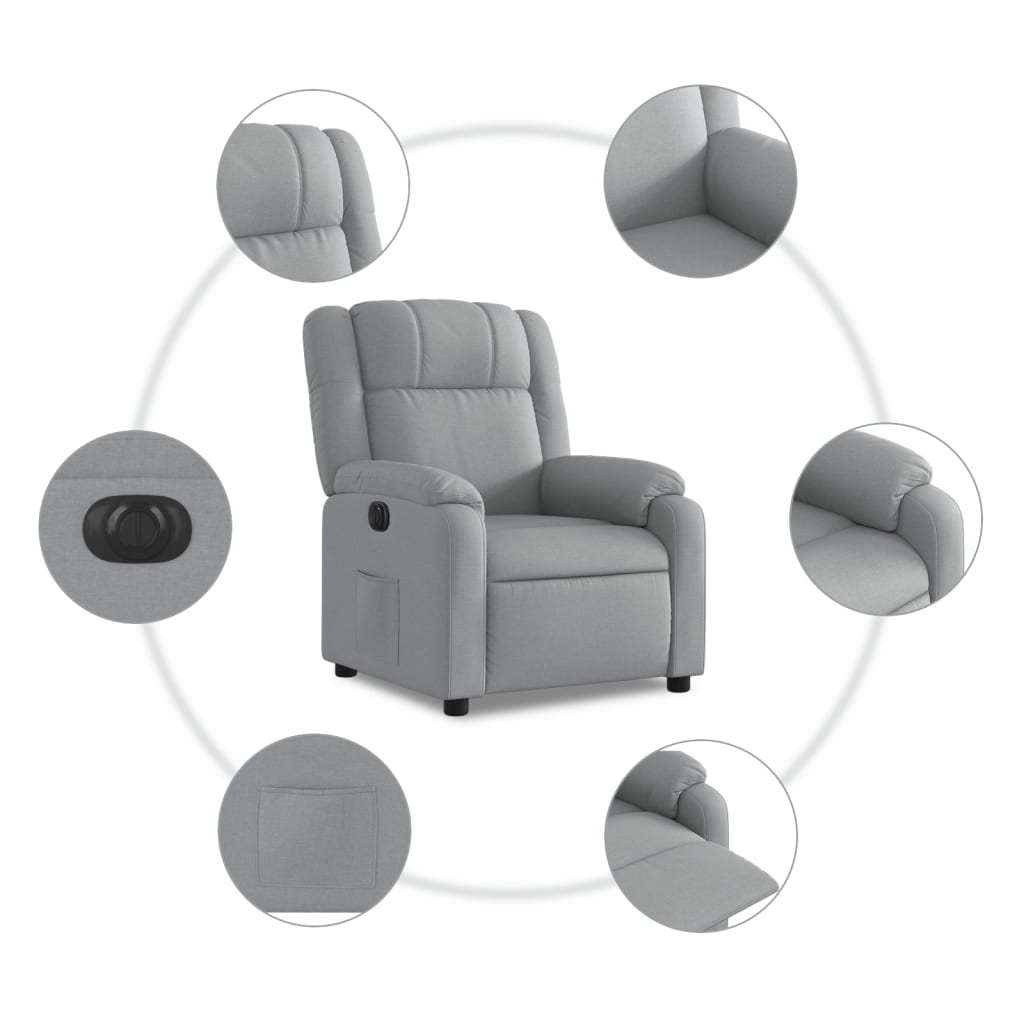 Fauteuil elektrisch verstelbaar stof lichtgrijs