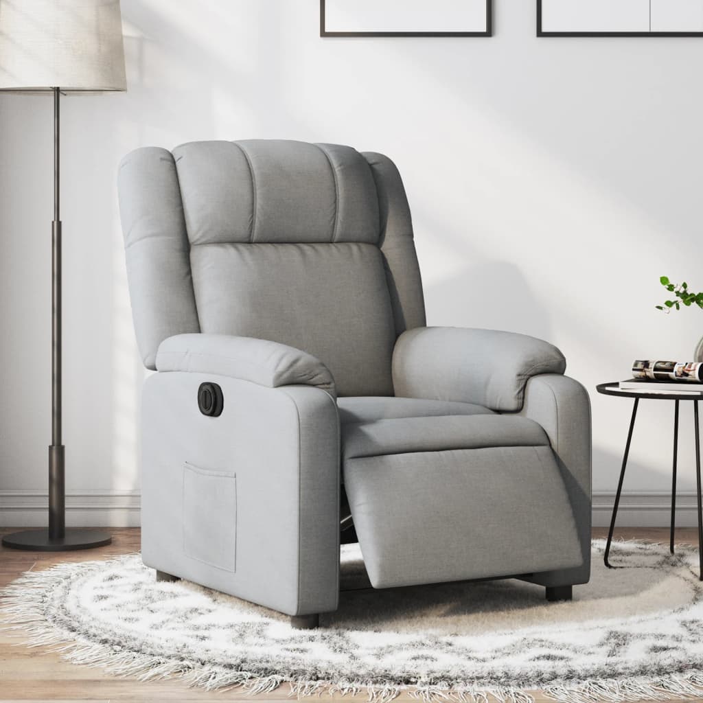 Fauteuil elektrisch verstelbaar stof lichtgrijs