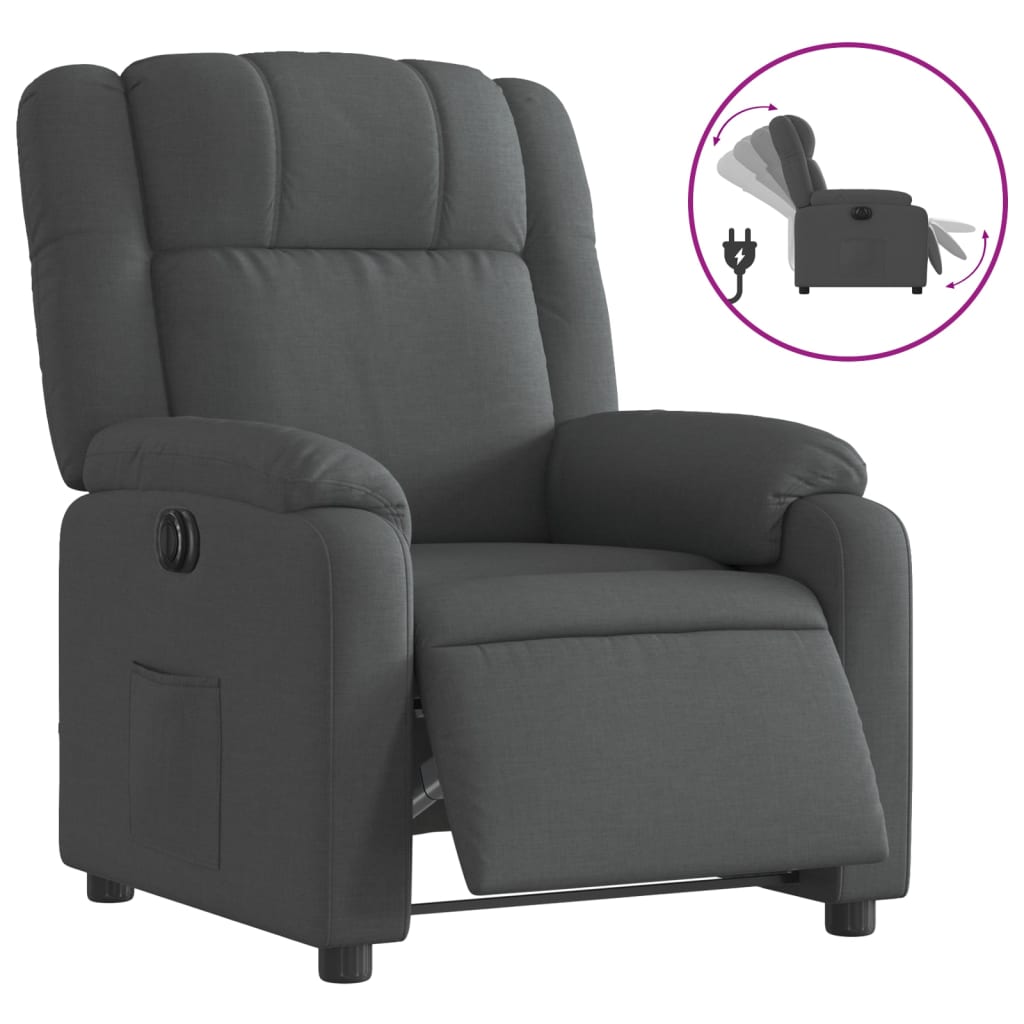 Fauteuil elektrisch verstelbaar stof donkergrijs