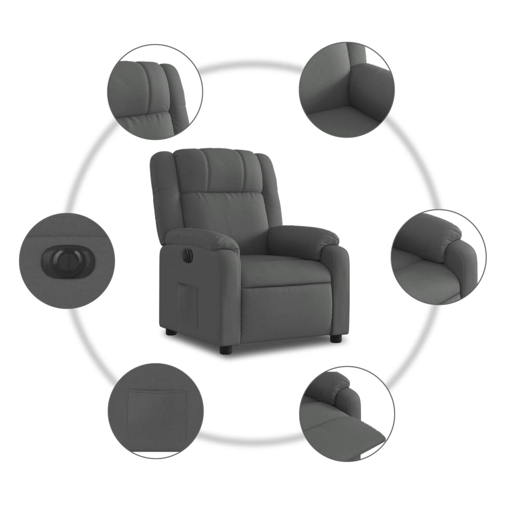 Fauteuil elektrisch verstelbaar stof donkergrijs