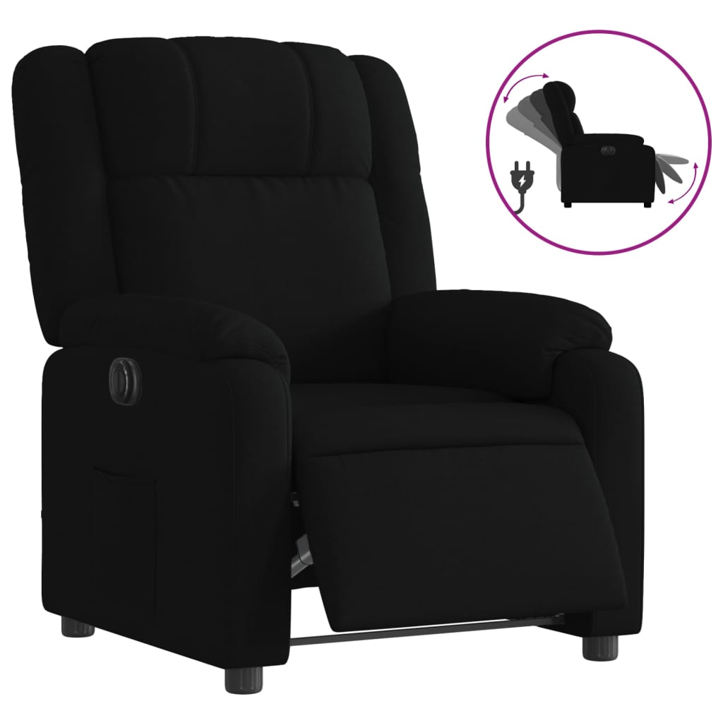 Fauteuil verstelbaar elektrisch stof zwart