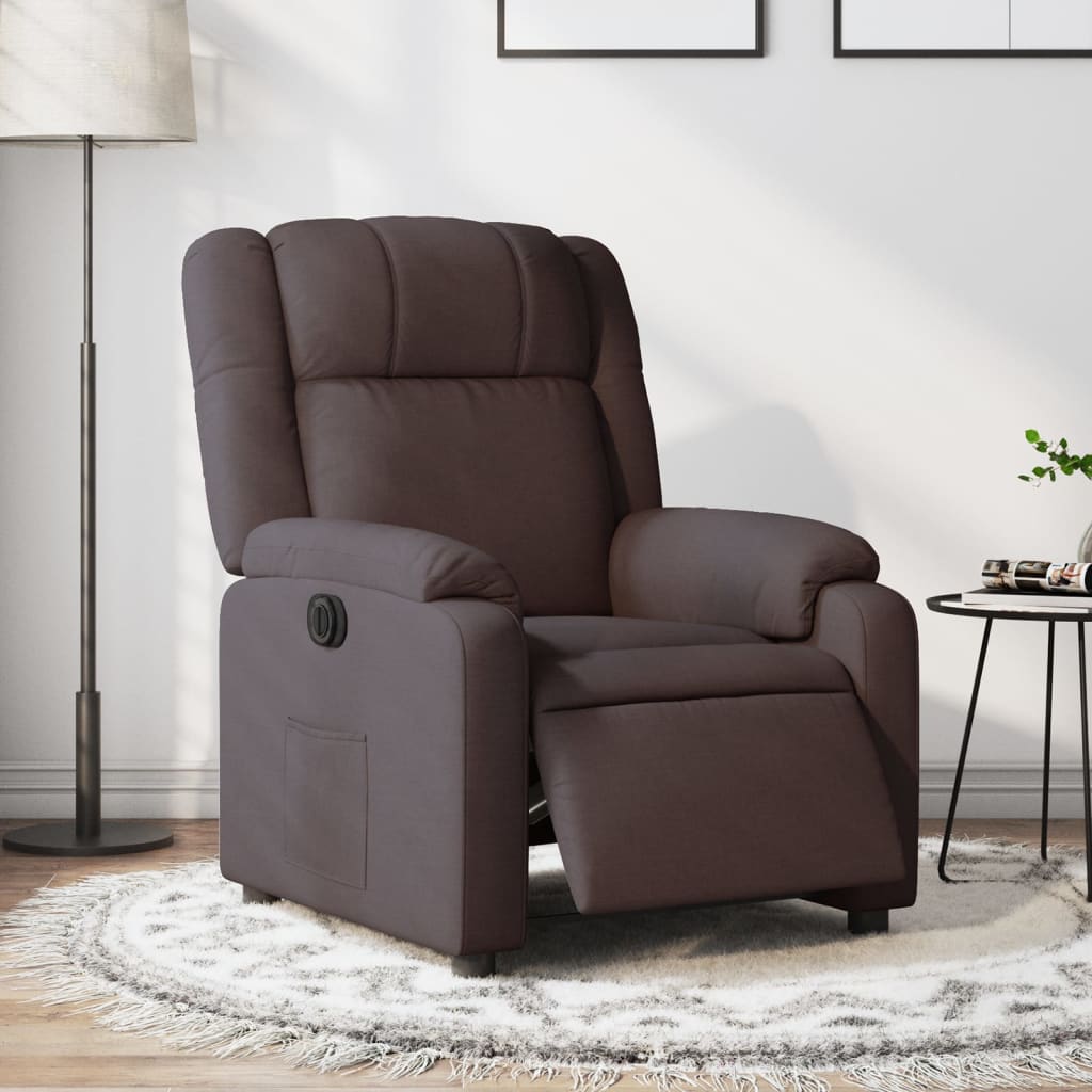 Fauteuil verstelbaar elektrisch stof donkerbruin