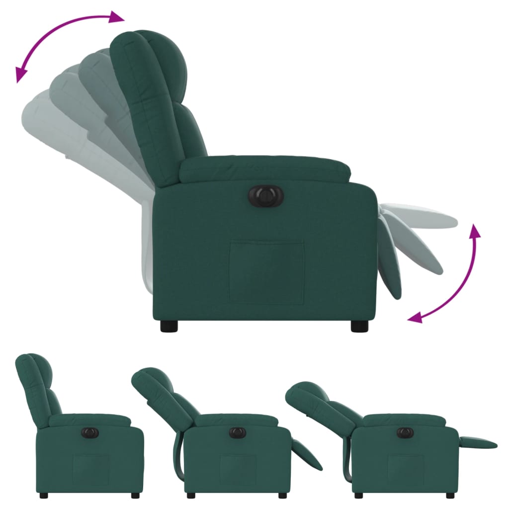 Fauteuil verstelbaar elektrisch stof donkergroen