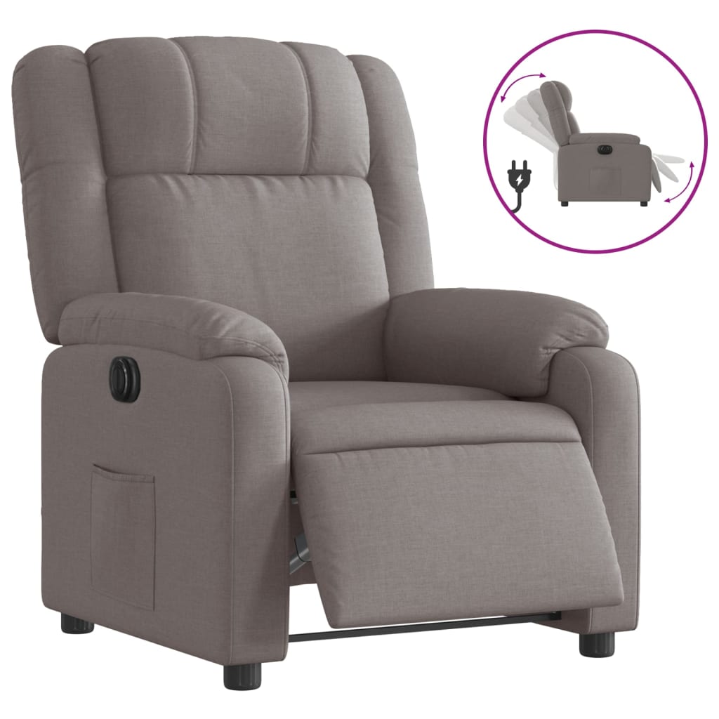 Fauteuil verstelbaar elektrisch stof taupe