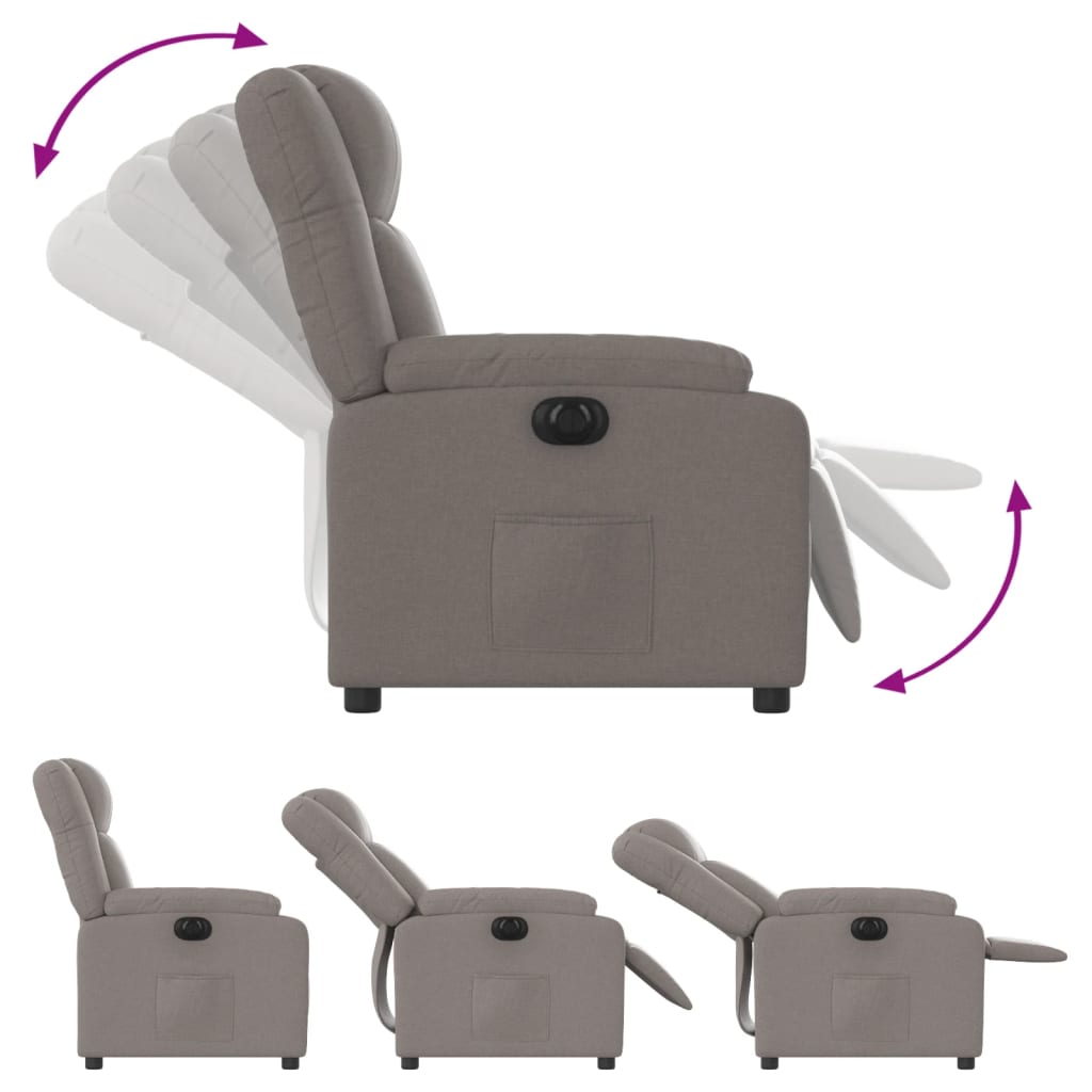 Fauteuil verstelbaar elektrisch stof taupe