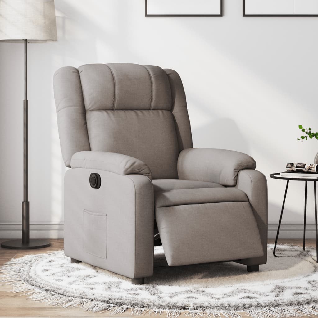 Fauteuil verstelbaar elektrisch stof taupe