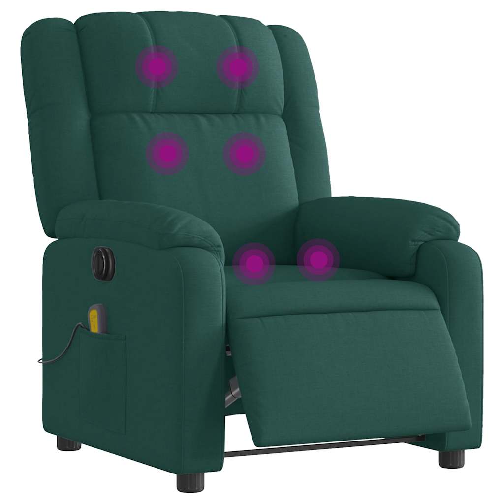 Massagestoel elektrisch verstelbaar stof donkergroen