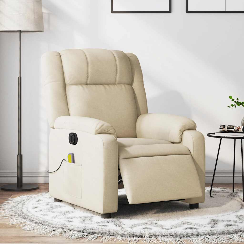 Massagestoel elektrisch verstelbaar stof crèmekleurig