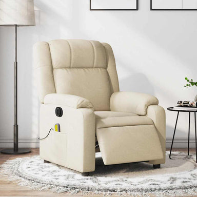 Massagestoel elektrisch verstelbaar stof crèmekleurig