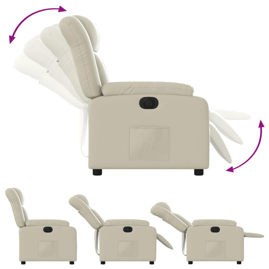 Fauteuil elektrisch verstelbaar kunstleer crèmekleurig