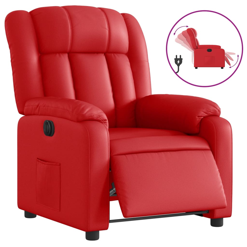 Fauteuil verstelbaar elektrisch kunstleer rood