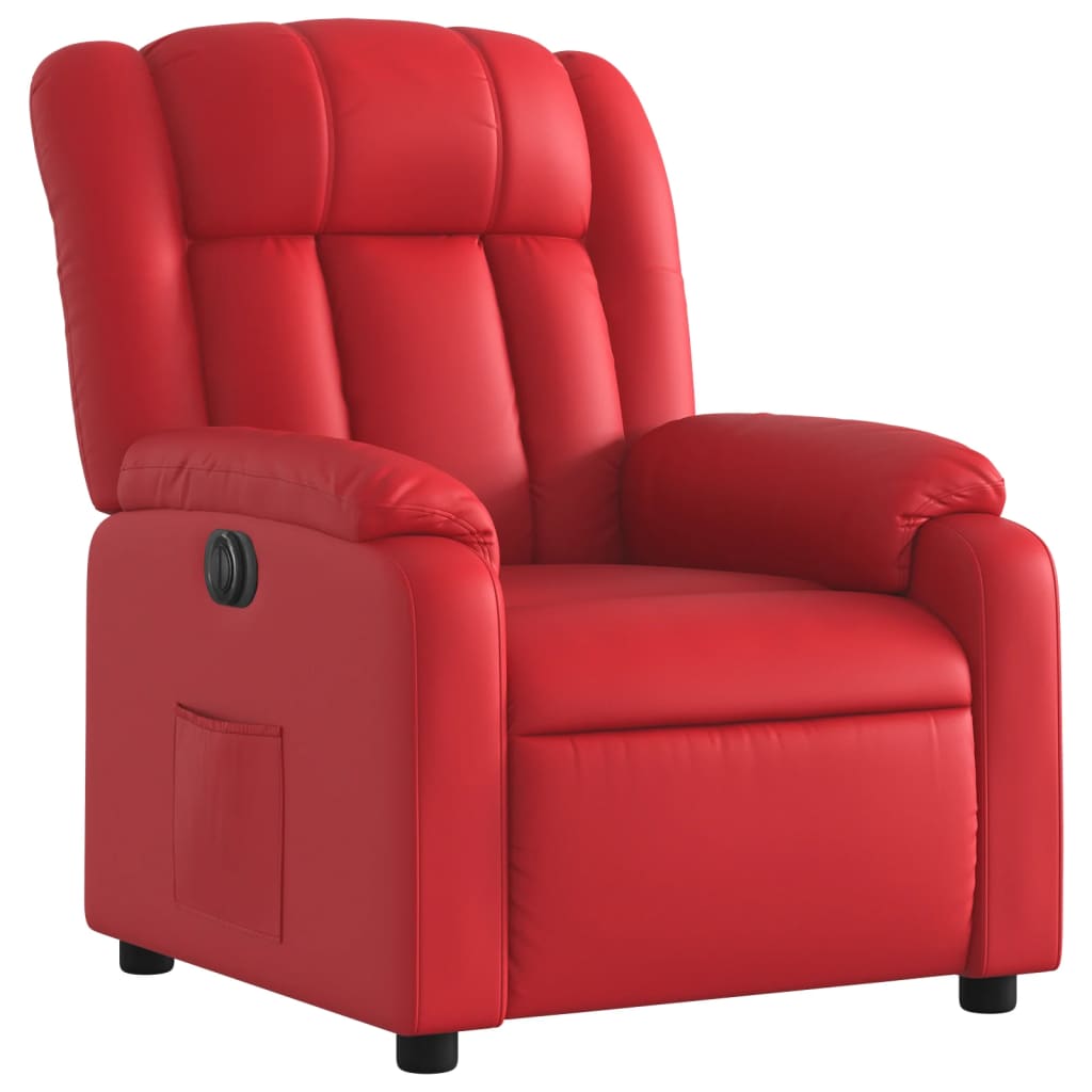 Fauteuil verstelbaar elektrisch kunstleer rood