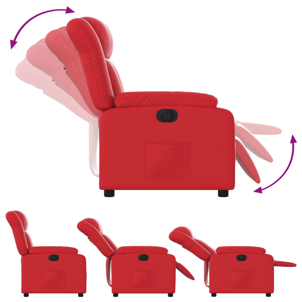 Fauteuil verstelbaar elektrisch kunstleer rood