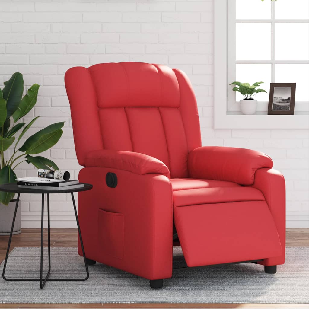 Fauteuil verstelbaar elektrisch kunstleer rood