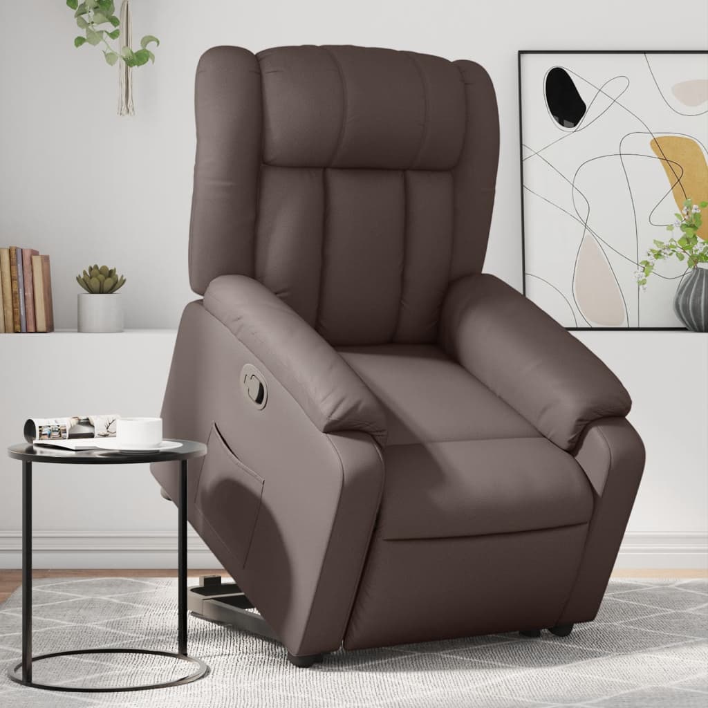 Sta-op-fauteuil verstelbaar kunstleer bruin