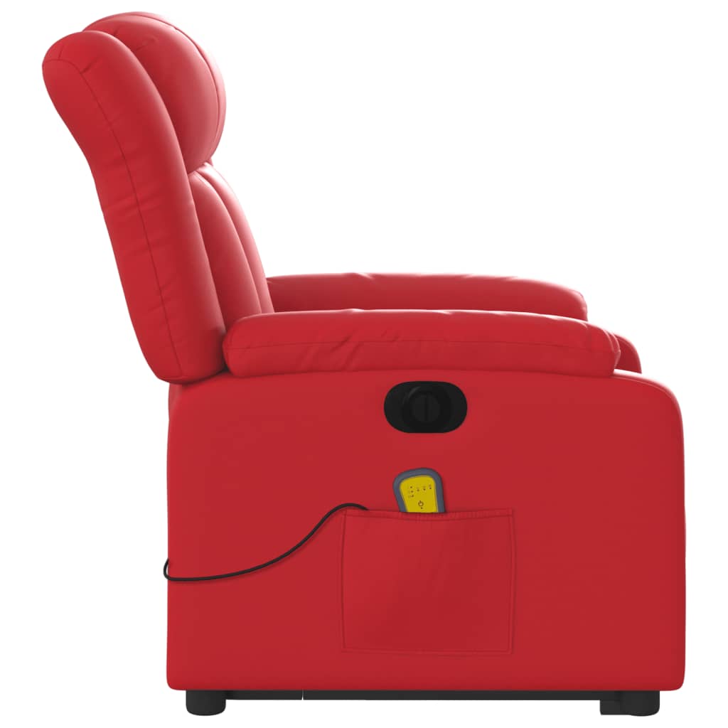 Sta-op-massagestoel elektrisch kunstleer rood