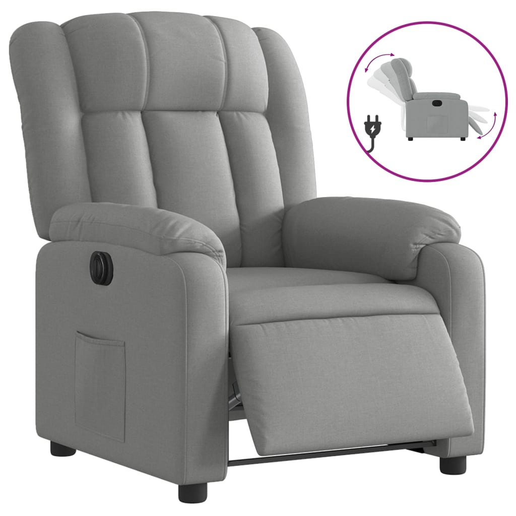 Fauteuil elektrisch verstelbaar stof lichtgrijs