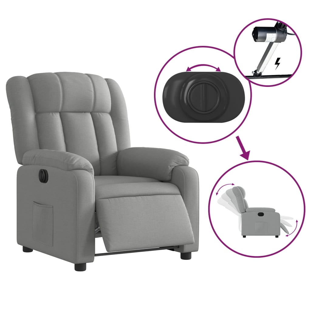 Fauteuil elektrisch verstelbaar stof lichtgrijs