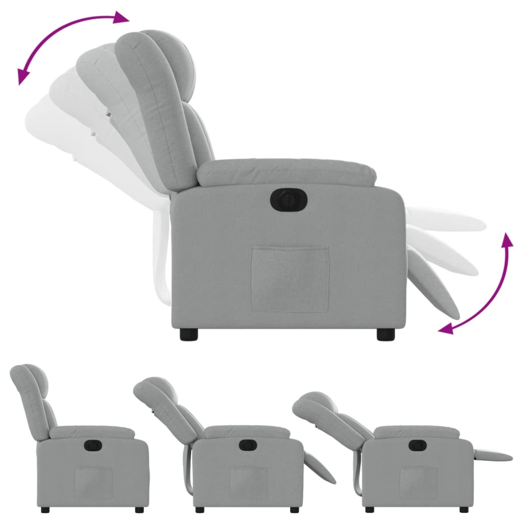Fauteuil elektrisch verstelbaar stof lichtgrijs