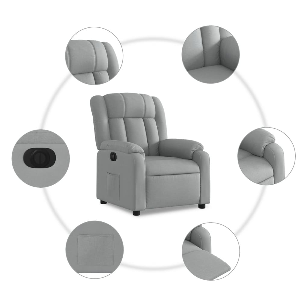 Fauteuil elektrisch verstelbaar stof lichtgrijs
