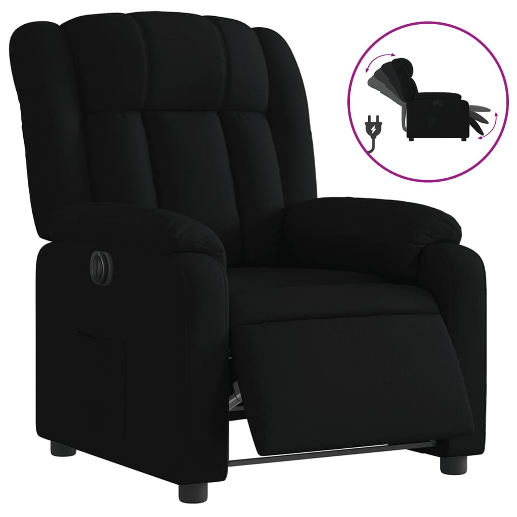 Fauteuil verstelbaar elektrisch stof zwart