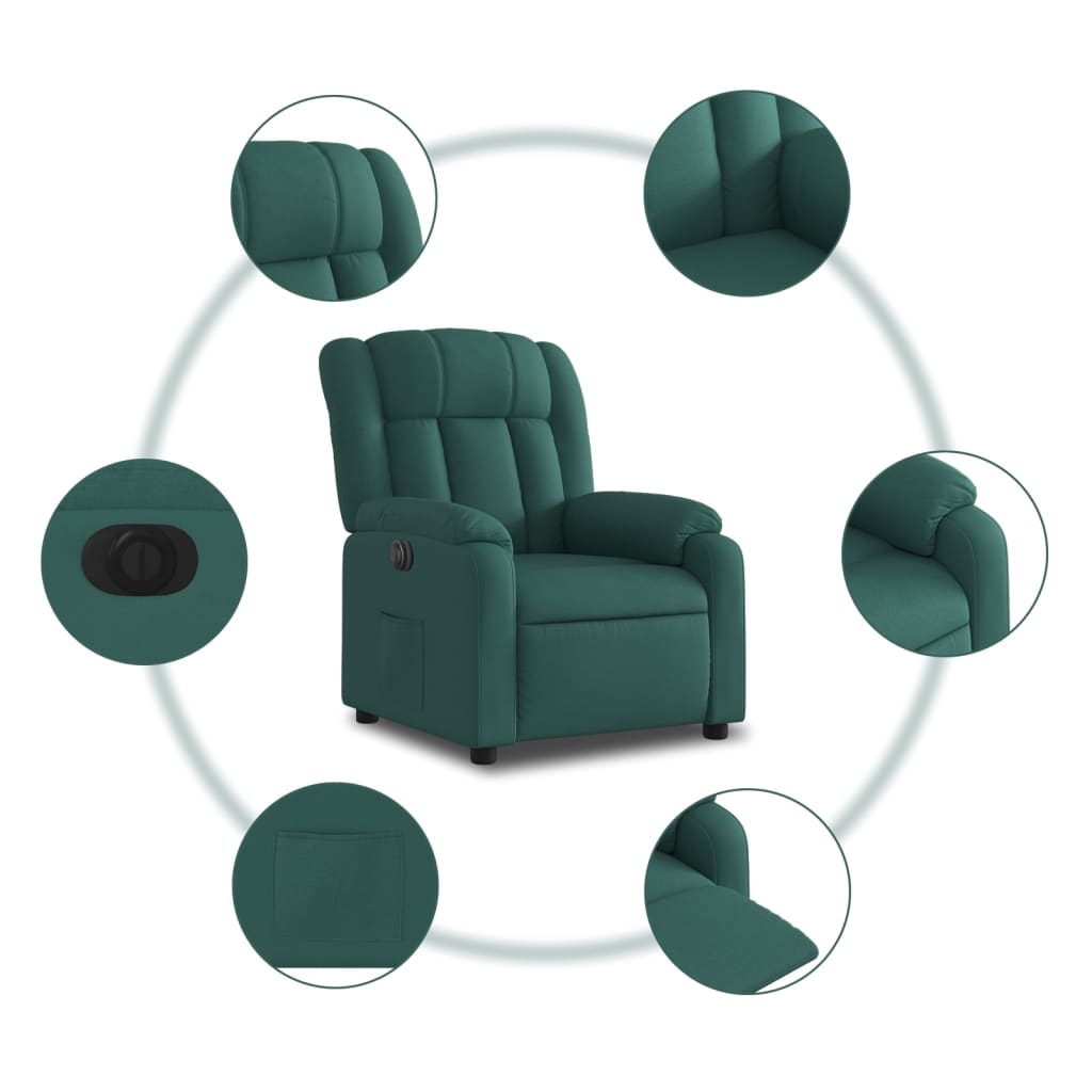 Fauteuil verstelbaar elektrisch stof donkergroen