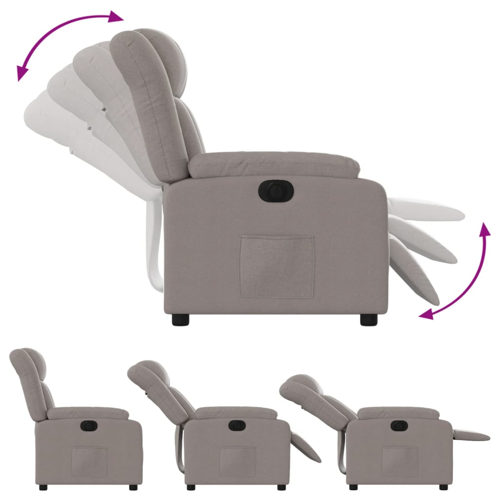 Fauteuil verstelbaar elektrisch stof taupe