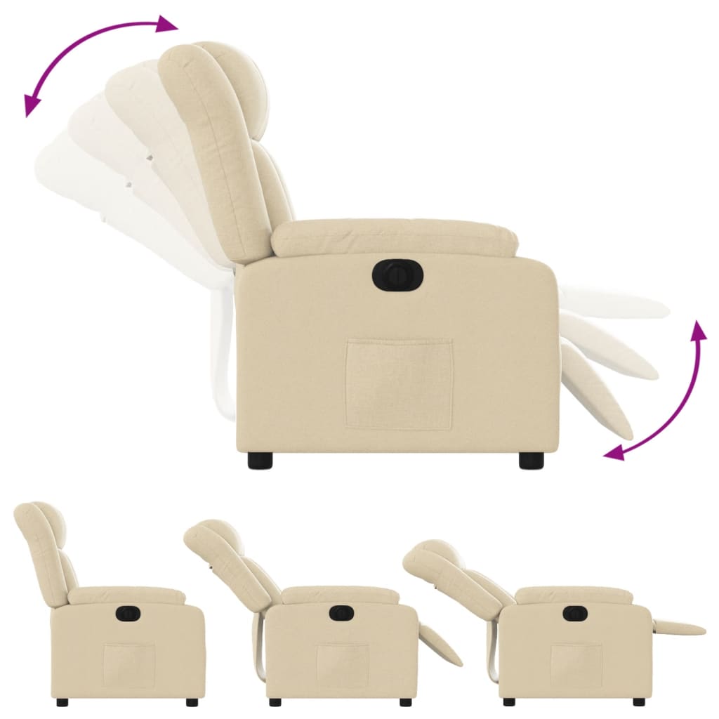 Fauteuil verstelbaar elektrisch stof crèmekleurig