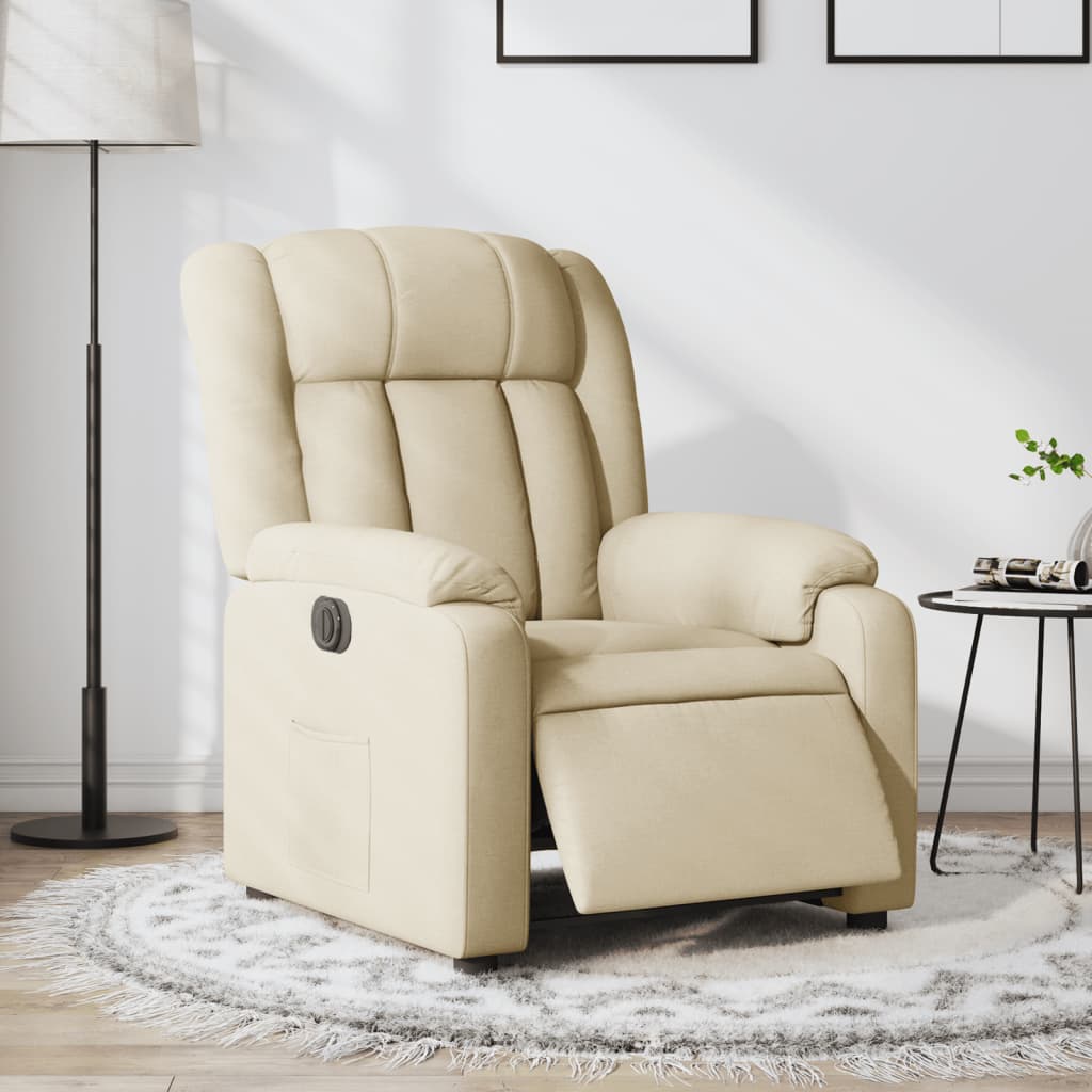 Fauteuil verstelbaar elektrisch stof crèmekleurig