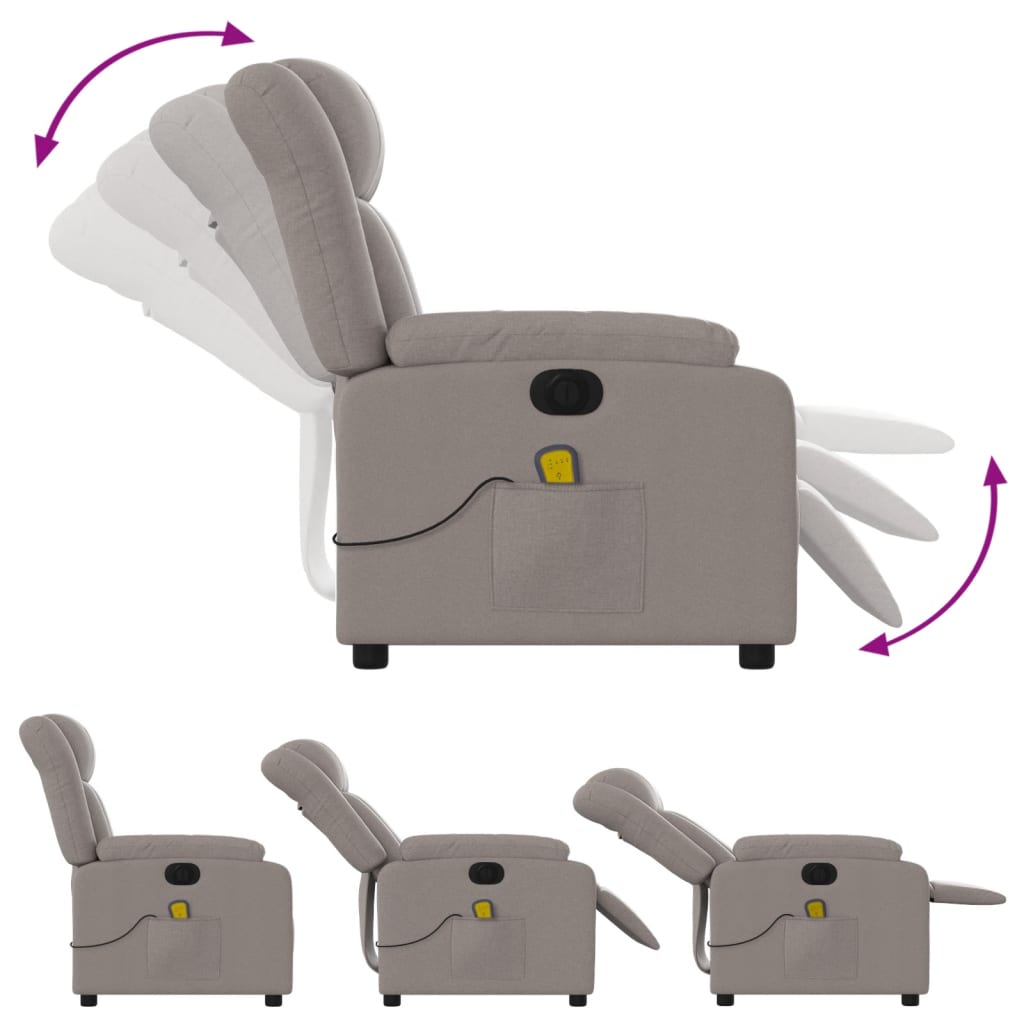 Massagestoel elektrisch verstelbaar stof taupe