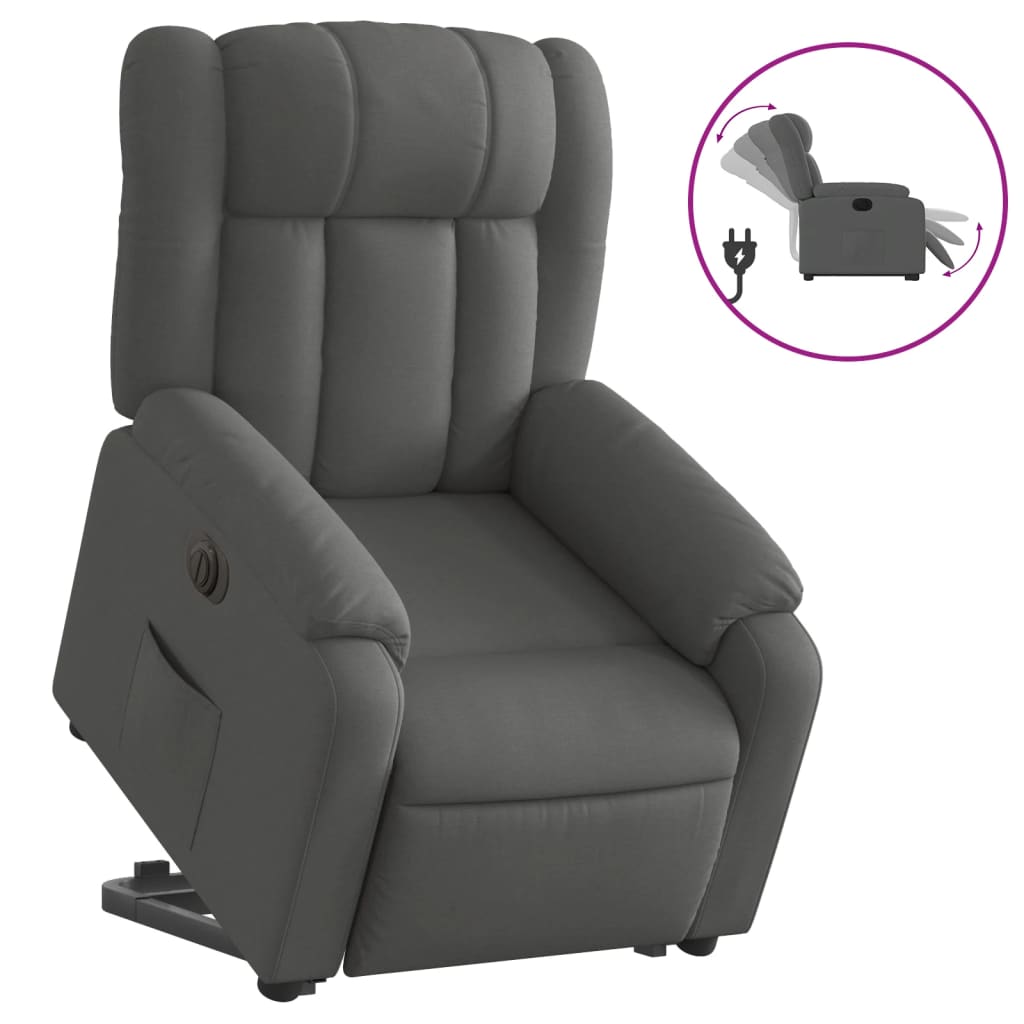 Sta-op-stoel elektrisch verstelbaar stof donkergrijs