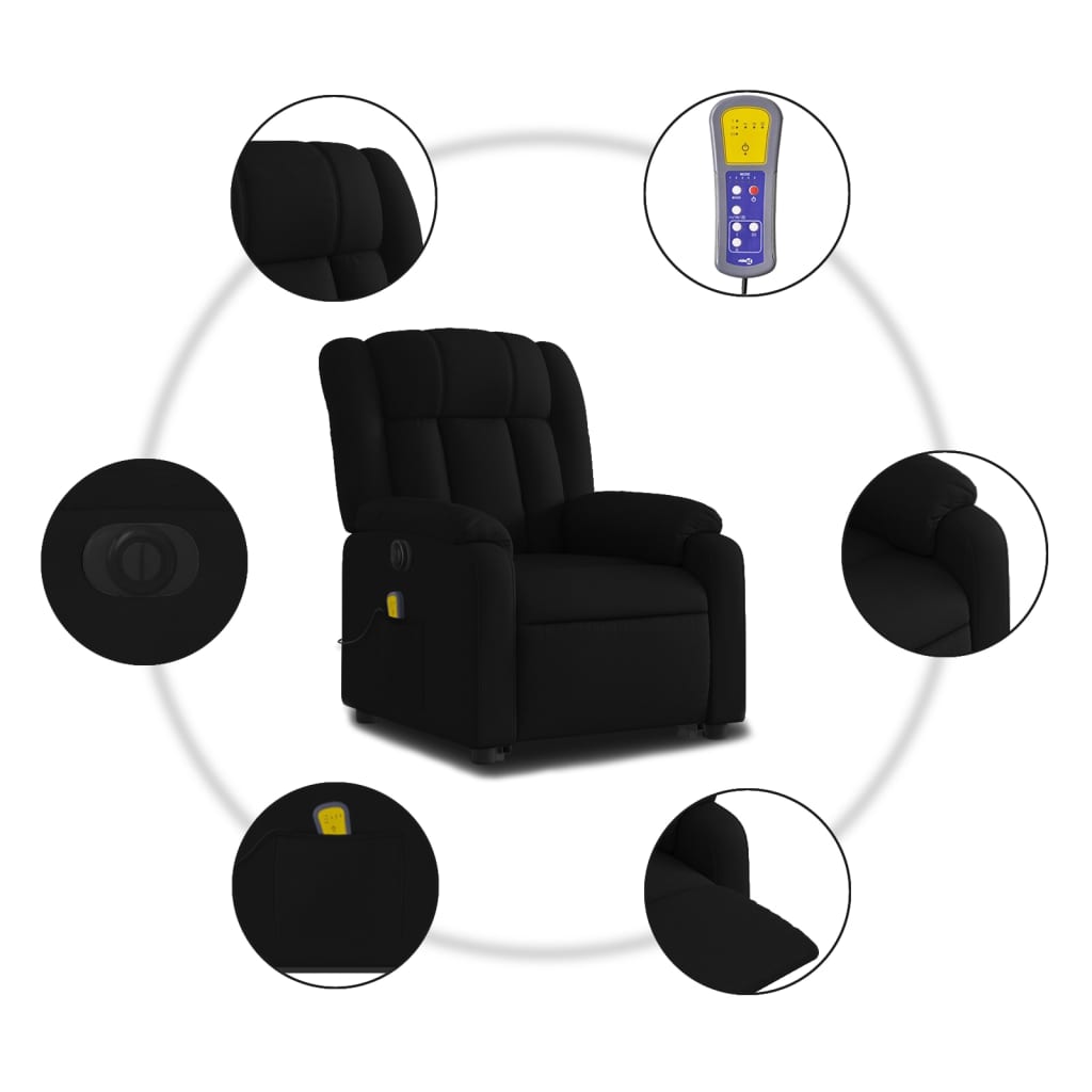 Sta-op-massagestoel elektrisch verstelbaar stof zwart