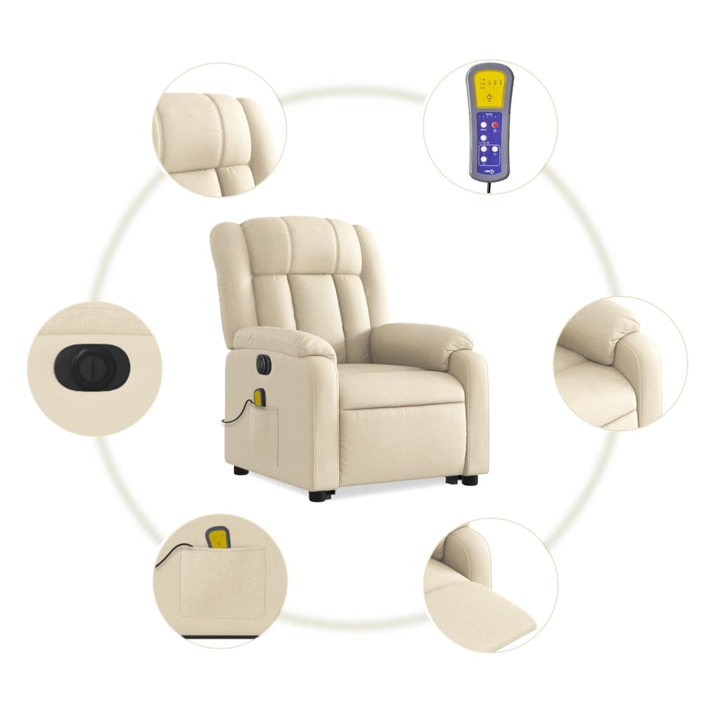 Sta-op-massagestoel elektrisch verstelbaar stof crèmekleurig