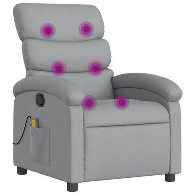 Massagestoel met lichtgrijze stof
