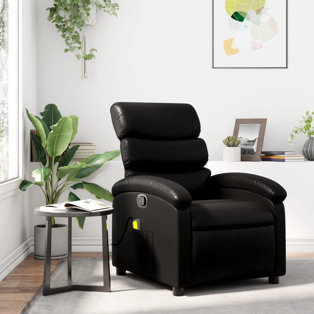 Massagestoel van zwart kunstleer