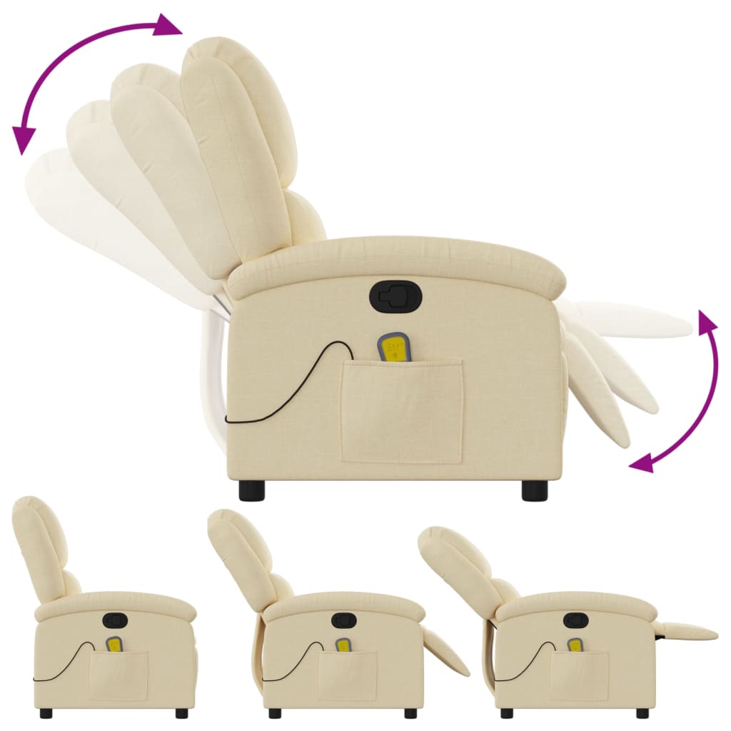 Massagestoel met crèmekleurige stof