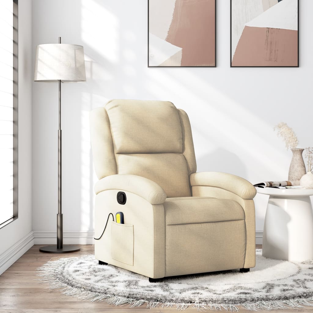Massagestoel met crèmekleurige stof