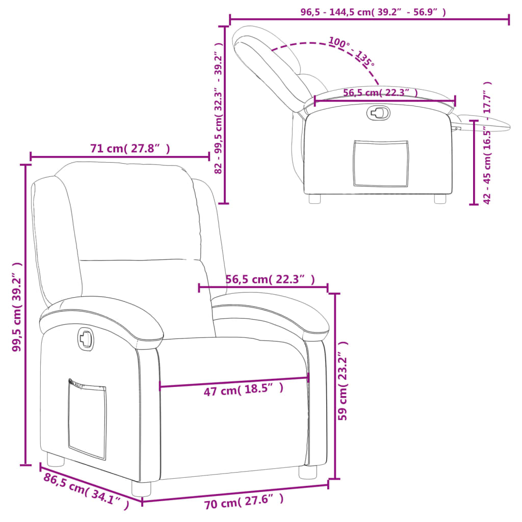 Relaxfauteuil crèmekleurig kunstleer
