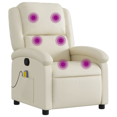 Massagestoel van kunstleer in crèmekleur