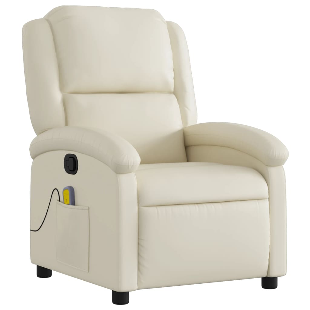Massagestoel van kunstleer in crèmekleur