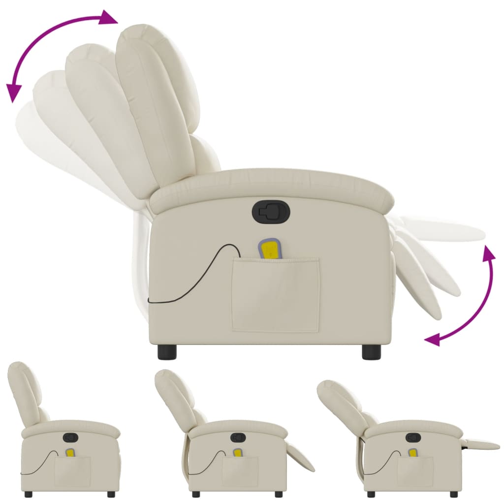 Massagestoel van kunstleer in crèmekleur