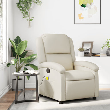 Massagestoel van kunstleer in crèmekleur