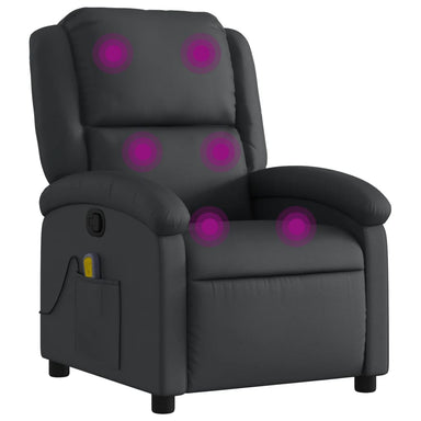 Massagestoel van echt leer, zwart