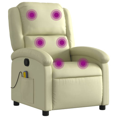 Massagestoel van echt leer, crèmekleurig