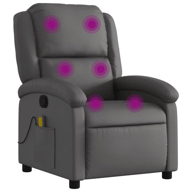 Massagestoel van echt leer, grijs