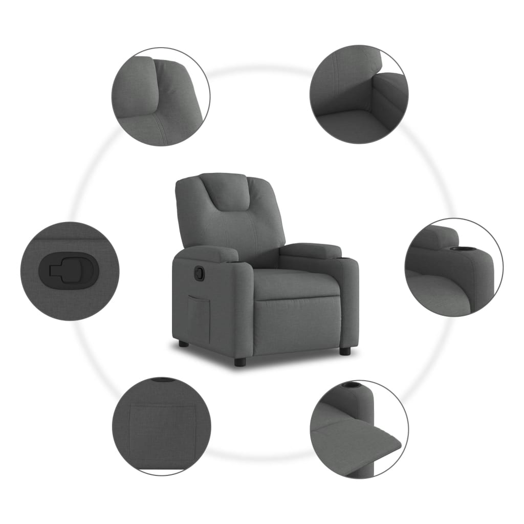Relaxfauteuil Donkergrijze Stof 1