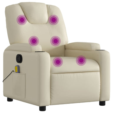 Massagestoel van kunstleer in crèmekleur
